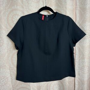 SPANX NWT Black Women's The Perfect Funnel Top Short Sleeve Sz Large